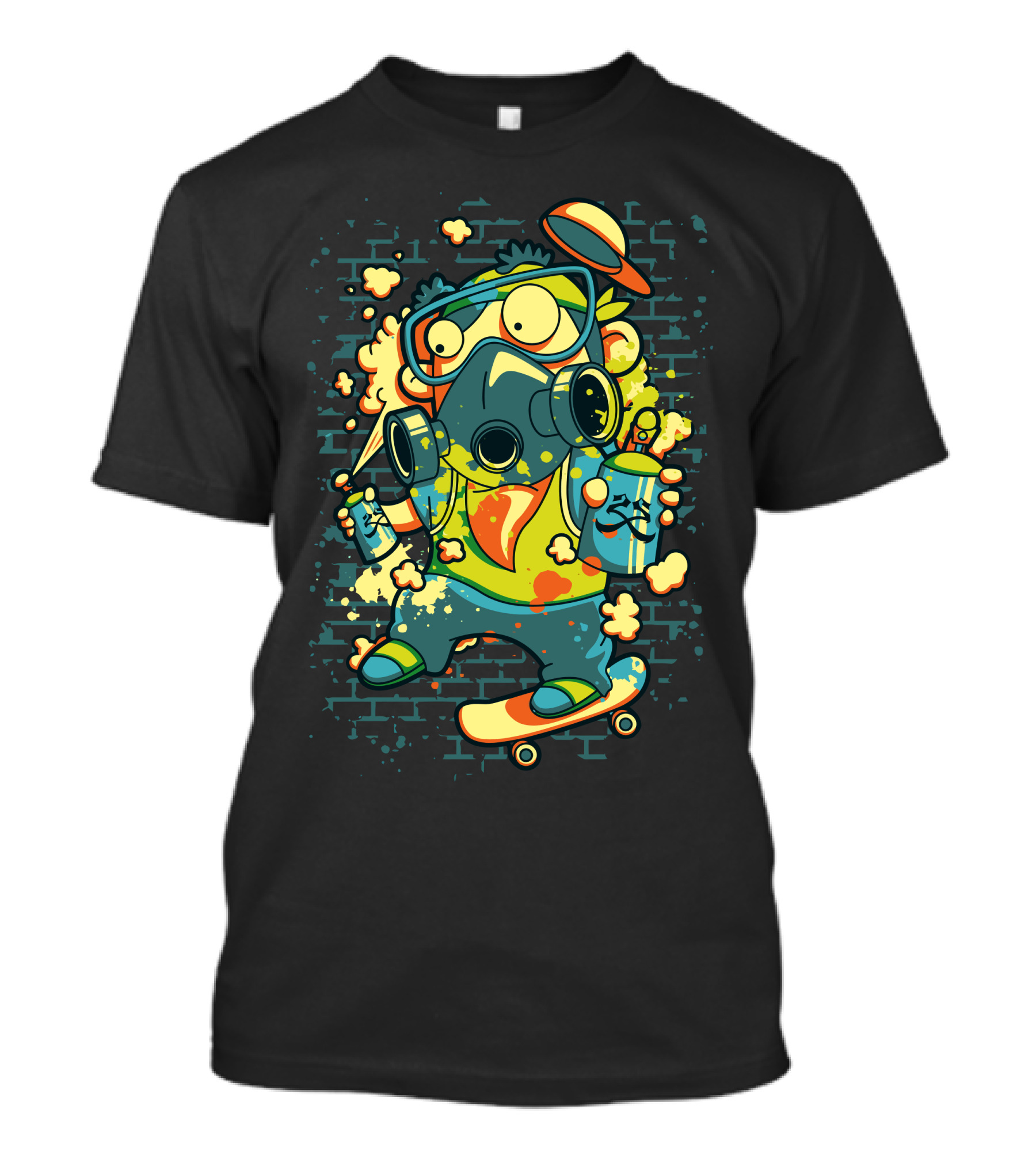 Skateboard Graffiti Mask Spray Can Art Explosion T-Shirt