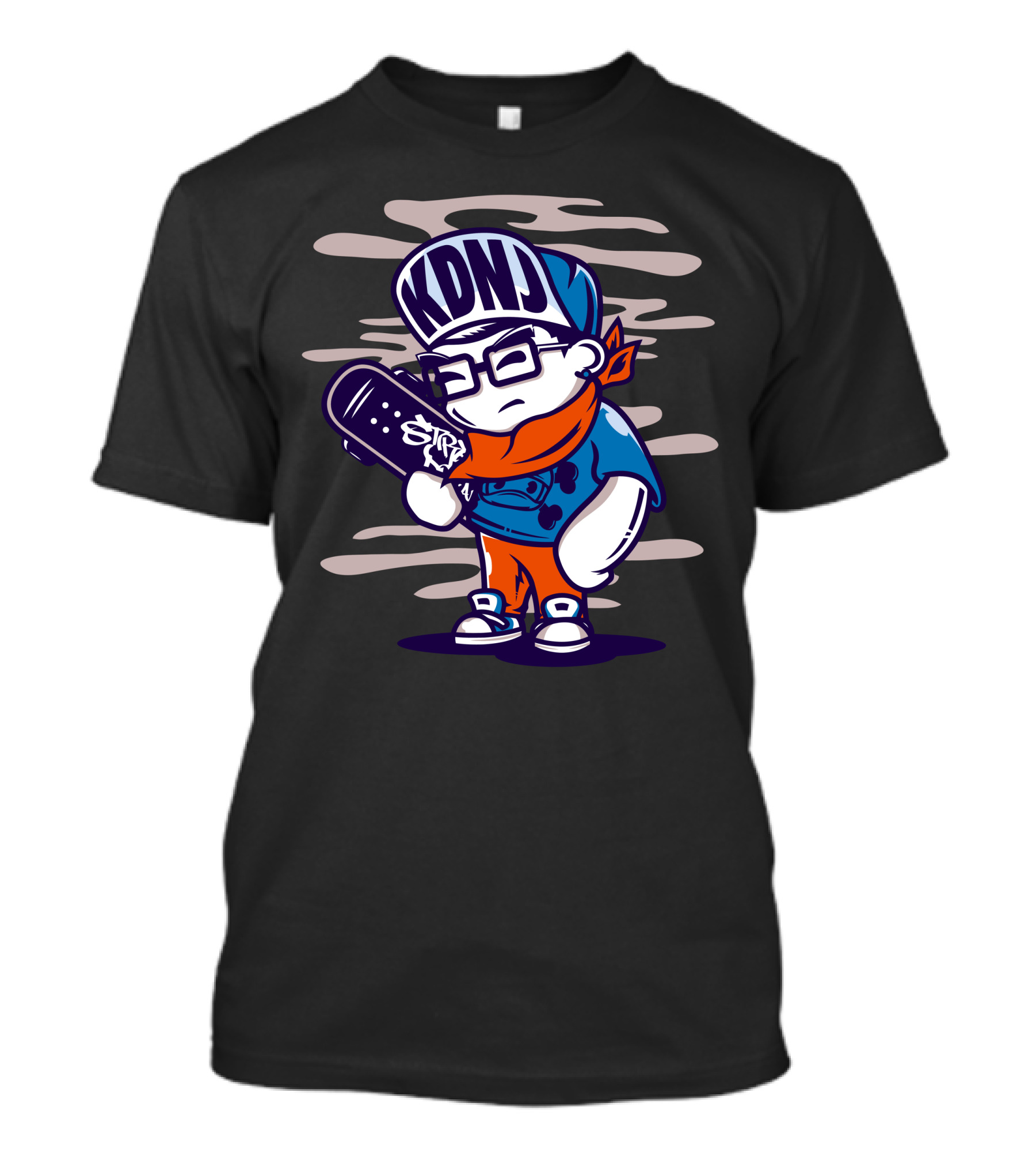 KDNJ Street Dreams Urban Skater Character With Cap And Glasses T-Shirt