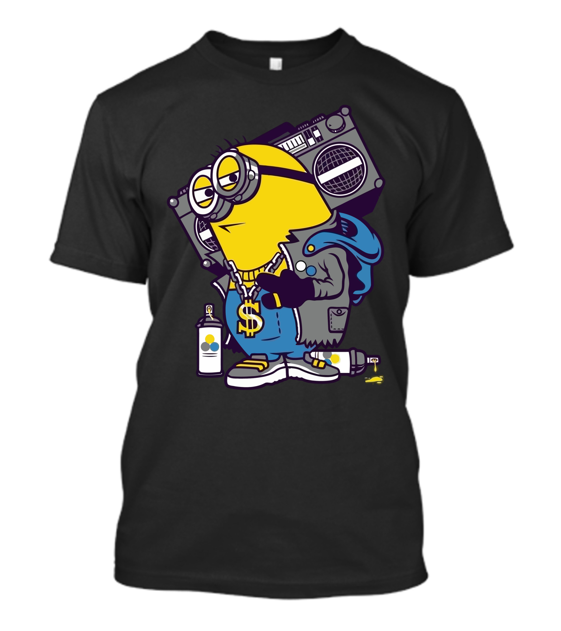 Street Minion Hip Hop BoomBox Spray Paint T-Shirt