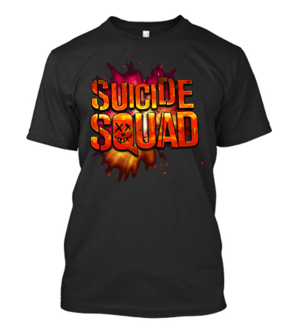 Suicide Squad Explosive Logo With Smiley Skull T-Shirt