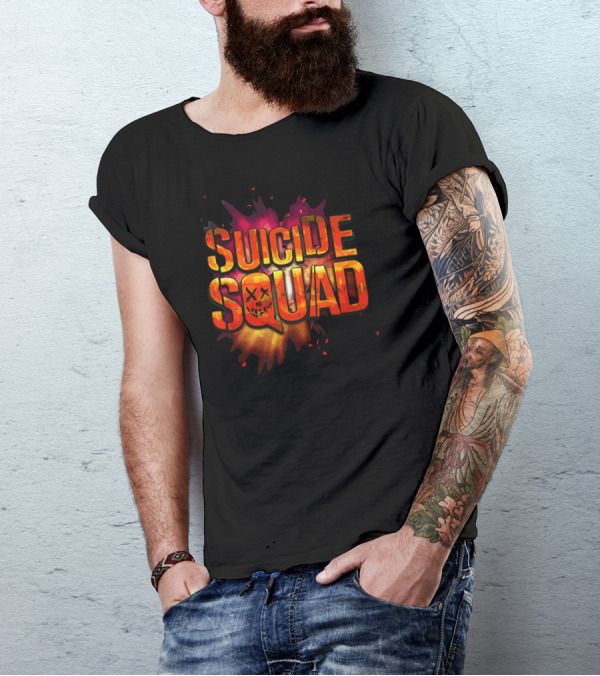 Suicide Squad Explosive Logo With Smiley Skull T-Shirt
