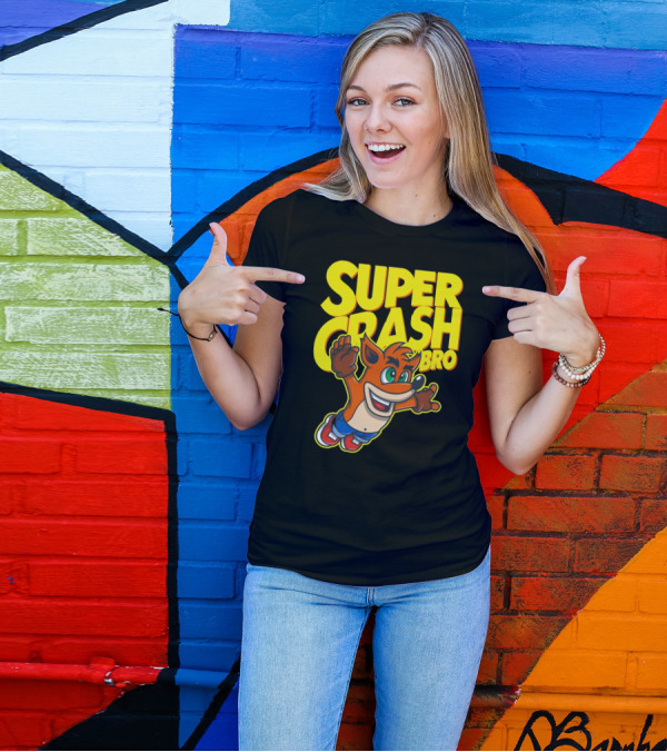 Super Crash Bro Video Game Crossover Character Mashup T-Shirt
