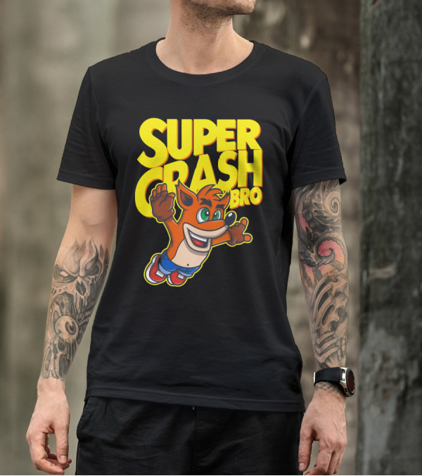 Super Crash Bro Video Game Crossover Character Mashup T-Shirt