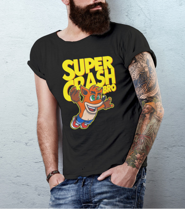 Super Crash Bro Video Game Crossover Character Mashup T-Shirt
