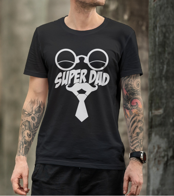 Super Dad Mustache Glasses And Tie T-Shirt