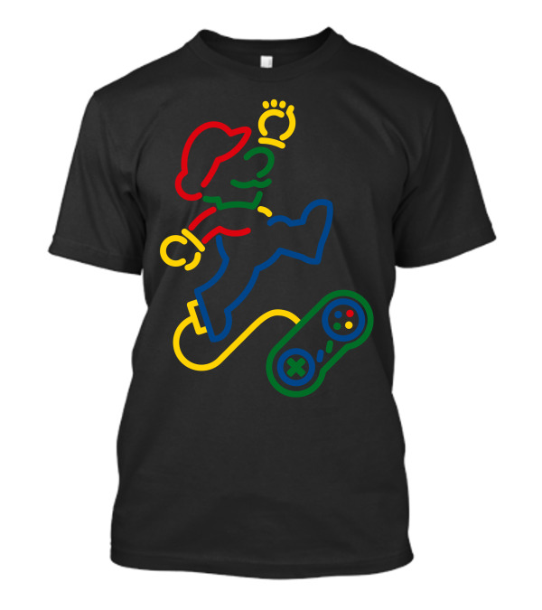 Super Fami Bros Neon Style Gaming Jump T-Shirt