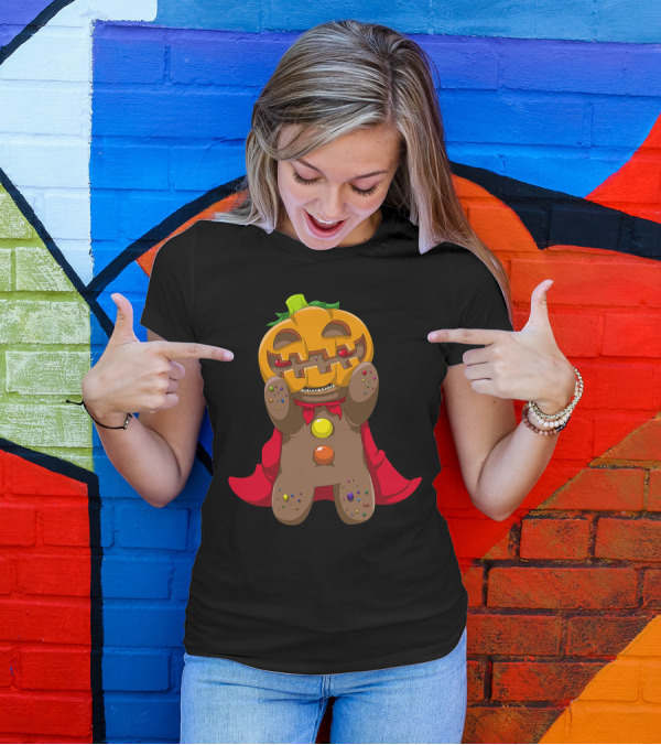 Super G Pumpkin Gingerbread Hero With Red Cape T-Shirt