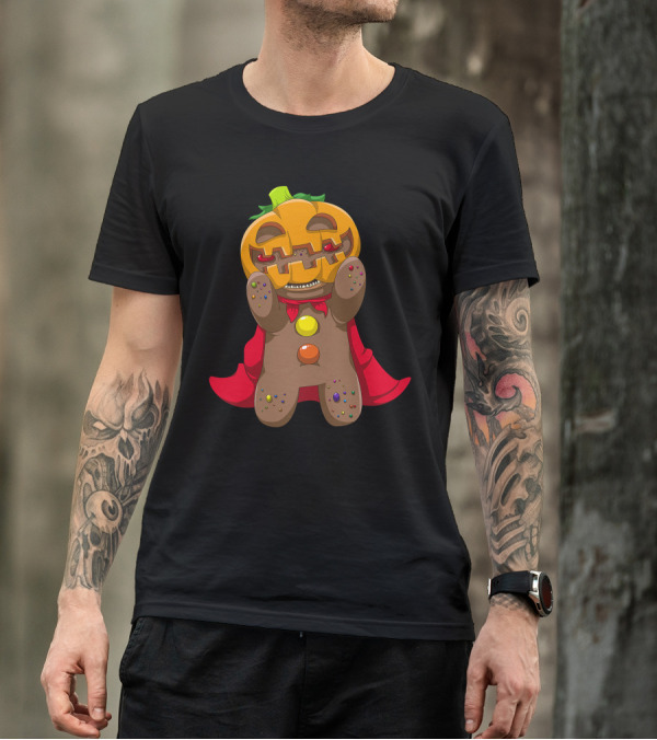 Super G Pumpkin Gingerbread Hero With Red Cape T-Shirt