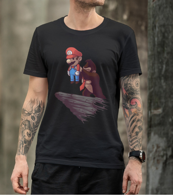Super Mario Held By Kinkong Over Dark Cliff T-Shirt