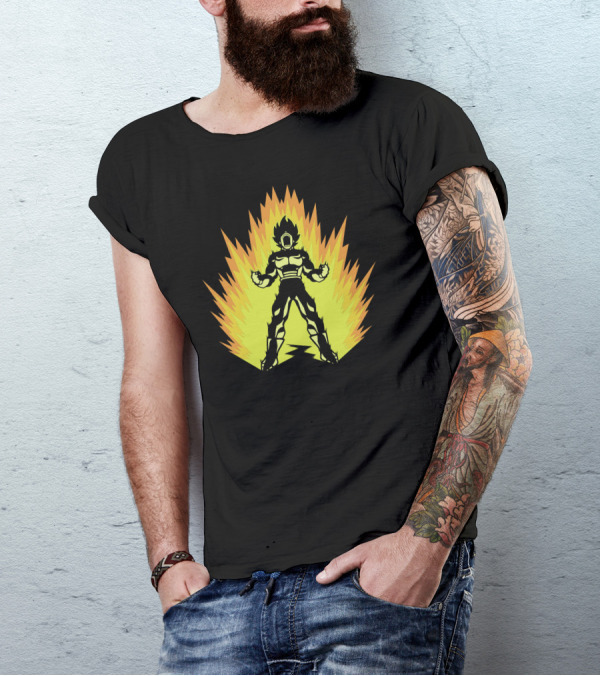 Super Power Up Saiyan Transformation Iconic Energy Burst T-Shirt