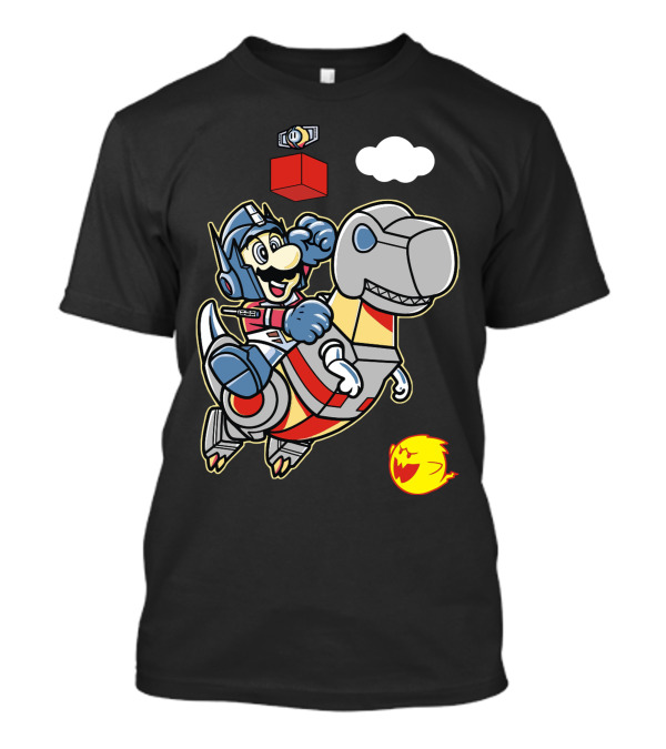 Super Prime Bros Mario Optimus Hybrid With Dino Companion T-Shirt