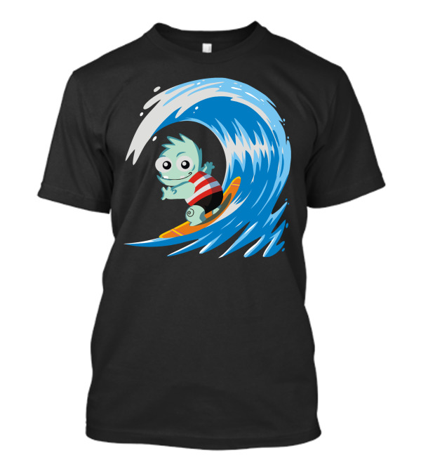 Surf Monster Riding Big Blue Wave T-Shirt