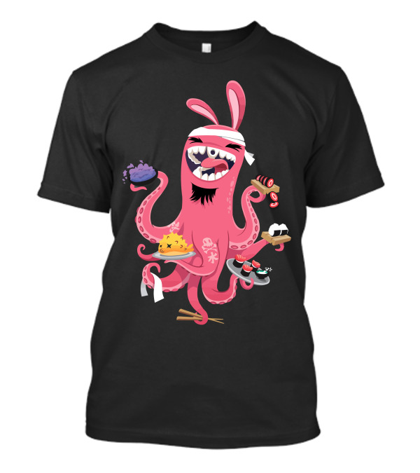 Sushi Up Pink Octopus Chef With Sushi Dishes T-Shirt