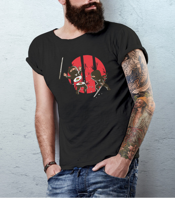 Sushi Victory Ninja Showdown In Red Moonlight T-Shirt