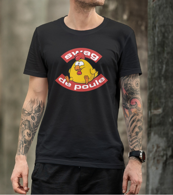 Swag De Poule Chicken Cartoon With Red Hat And Vibrant Expression T-Shirt