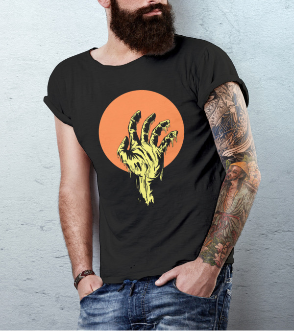 Swamp Thing Dripping Claw In Front Of Full Orange Moon T-Shirt