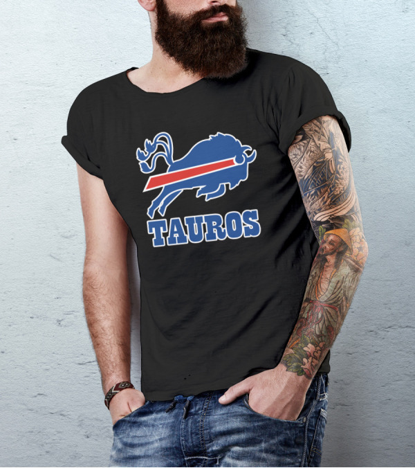 Tauros Blue Bull With Red Streak Emblem T-Shirt