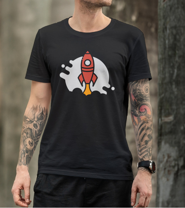 Tee Minus Rocket Launch Silhouette Moon Background T-Shirt