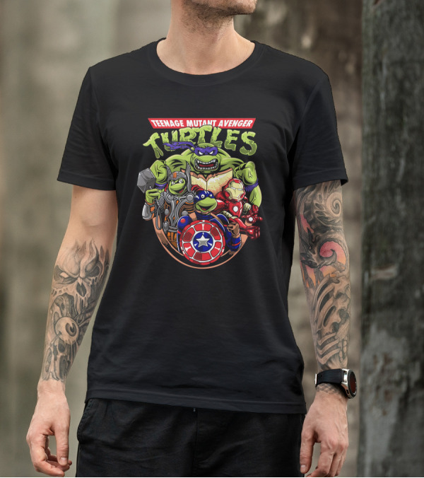 Teenage Mutant Avenger Turtles Assemble With Hulk And Captain America Elements T-Shirt