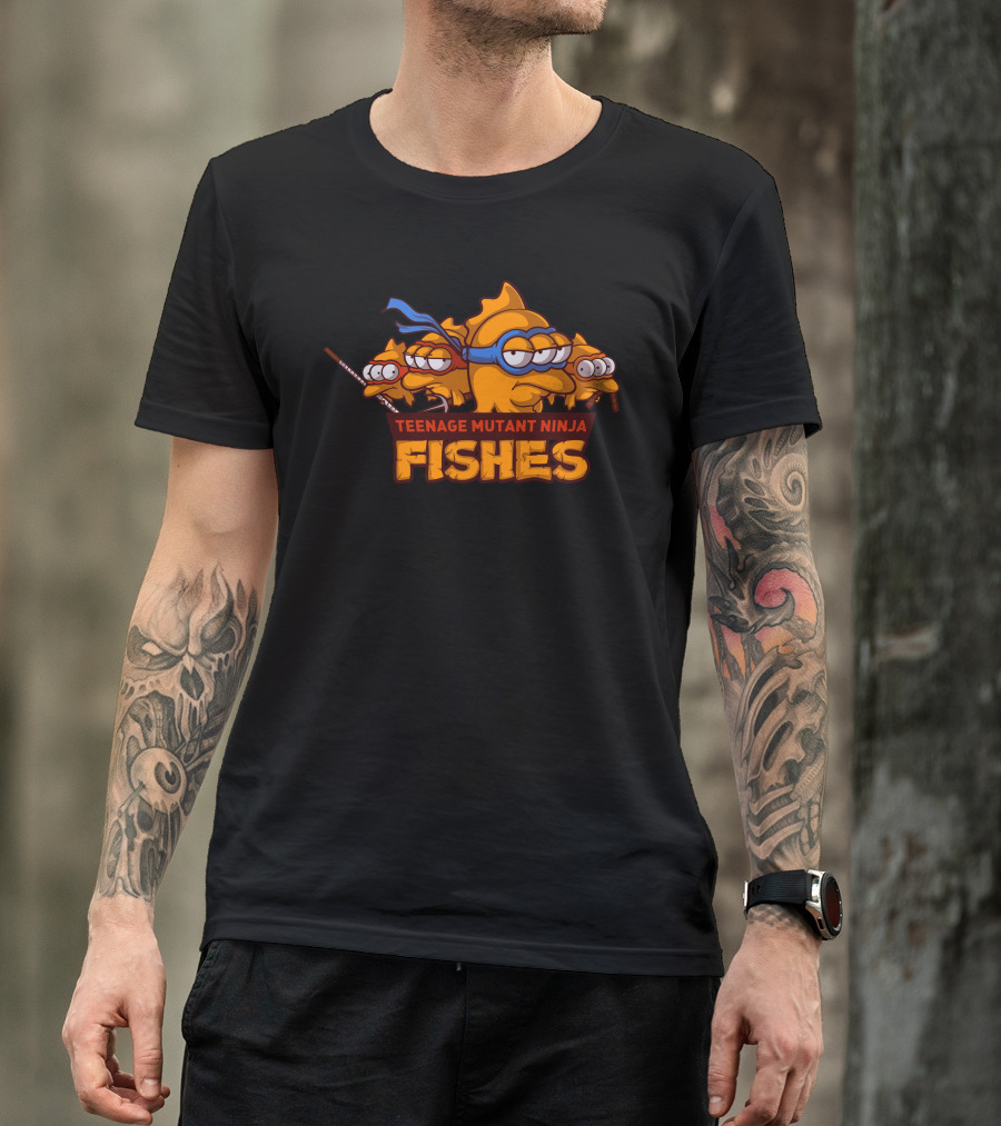 Teenage Mutant Ninja Fishes Karate Fighting Cartoon Characters T-Shirt