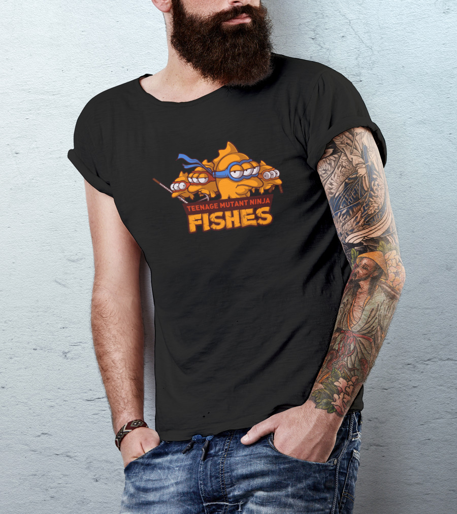 Teenage Mutant Ninja Fishes Karate Fighting Cartoon Characters T-Shirt