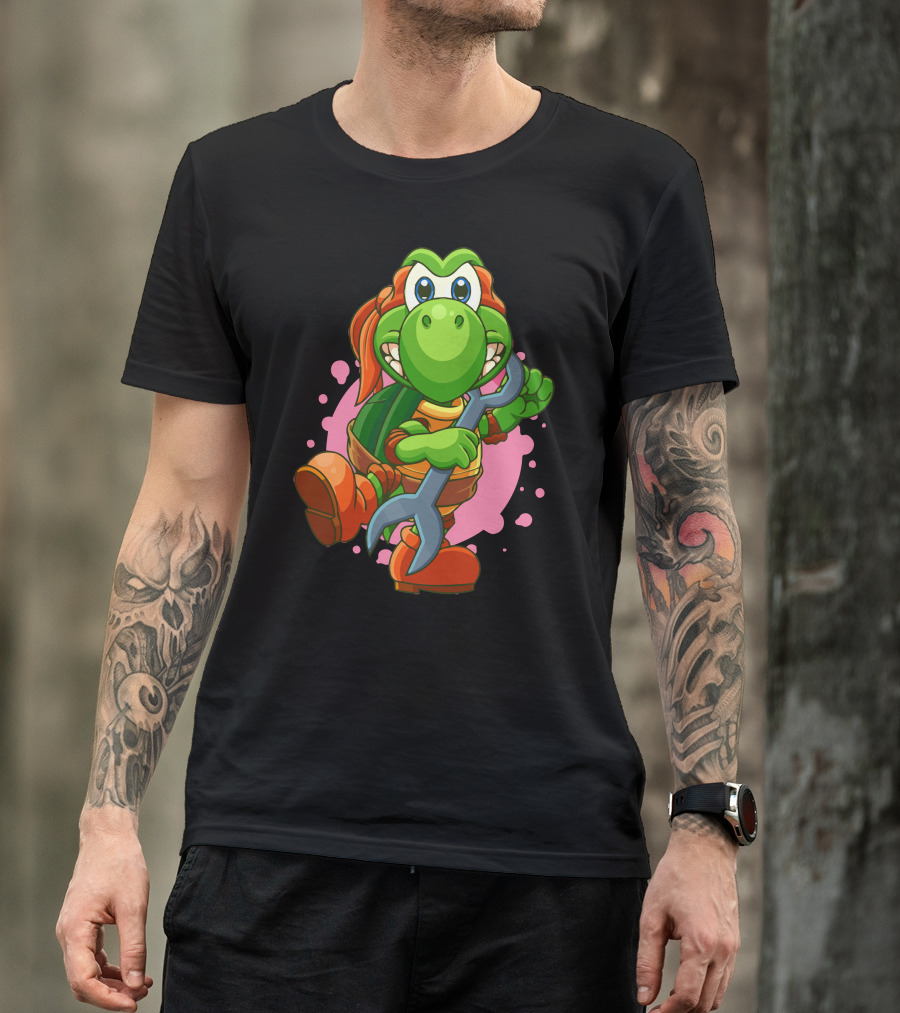 Teenage Mutant Ninja Koopa Mikey Crossover Character With Wrench T-Shirt