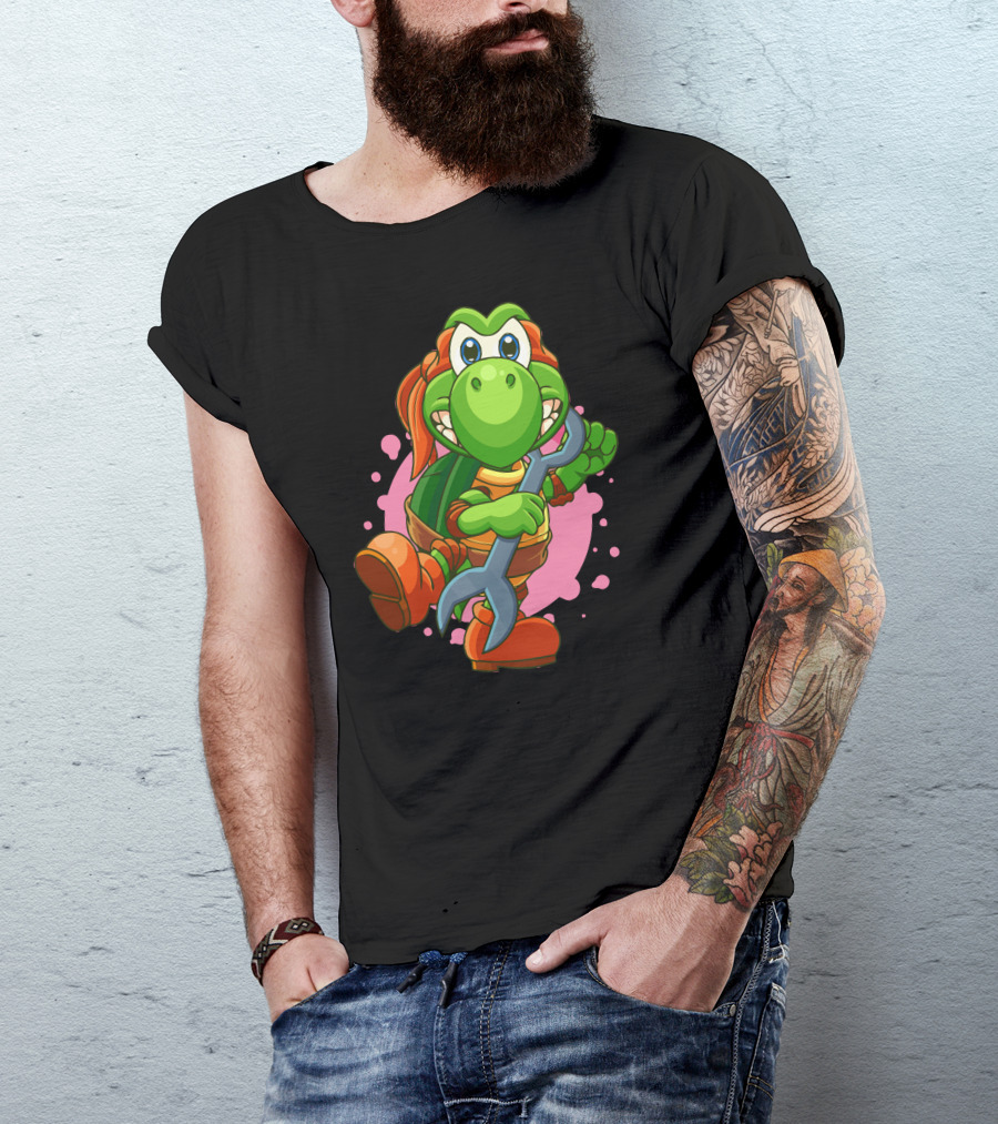 Teenage Mutant Ninja Koopa Mikey Crossover Character With Wrench T-Shirt