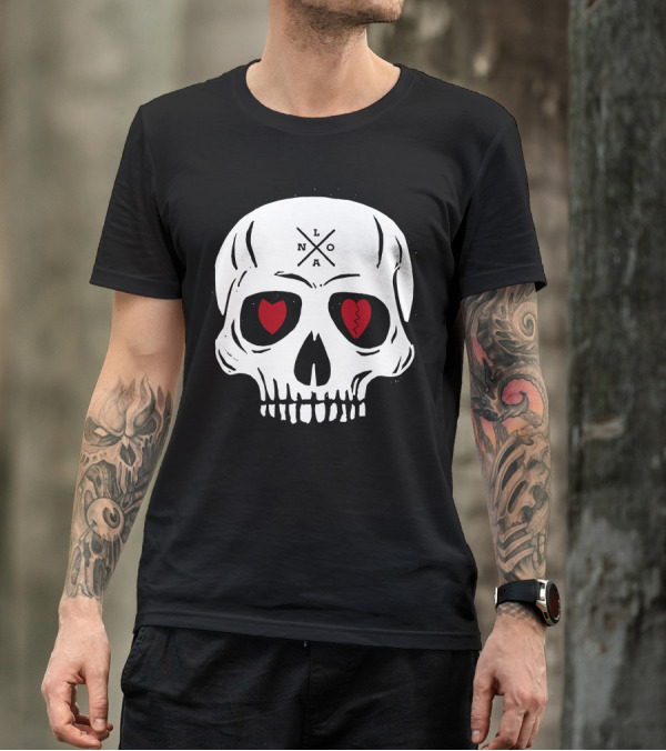 NOLA Voodoo Skull With Heart And Broken Heart Eyes T-Shirt