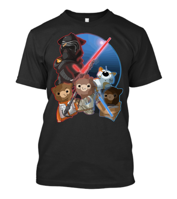 The Alpaca Awakens Star Wars Parody With Jedi And Droid Characters T-Shirt