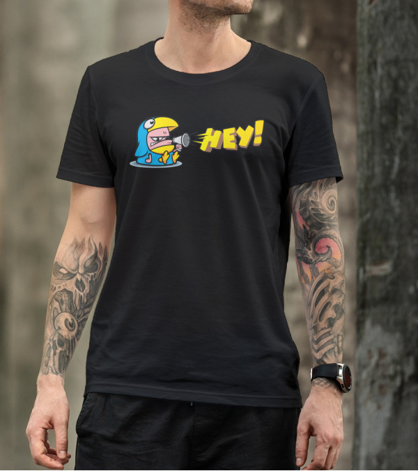The Bird Mascot Hey Quirky Cartoon With Megaphone T-Shirt