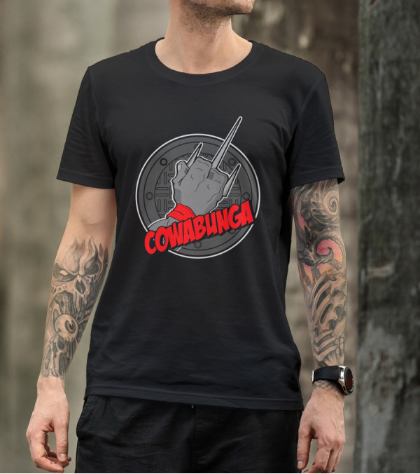 COWABUNGA Ninja Pizza Mutant Sewer Hand T-Shirt