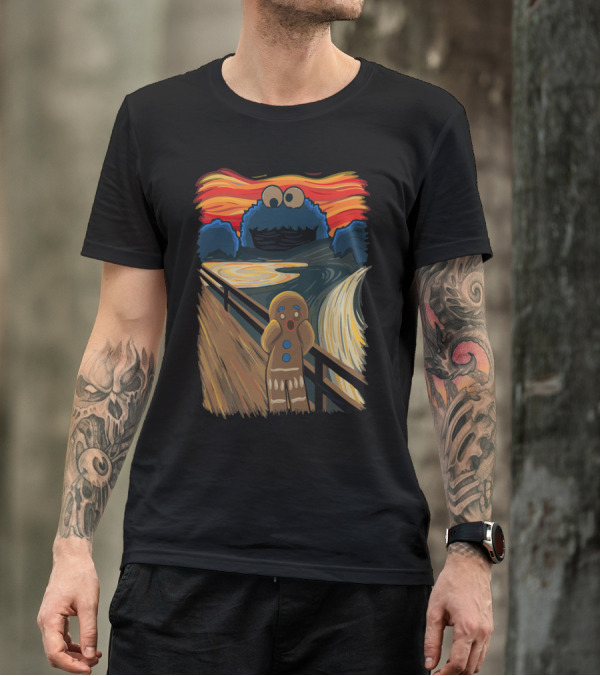Cookie Muncher Meets Gingerbread Scream Art Crossover T-Shirt