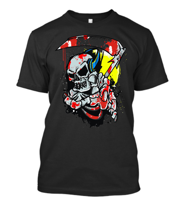 The Death DJ Skull With Headphones And Bloody Scythe T-Shirt
