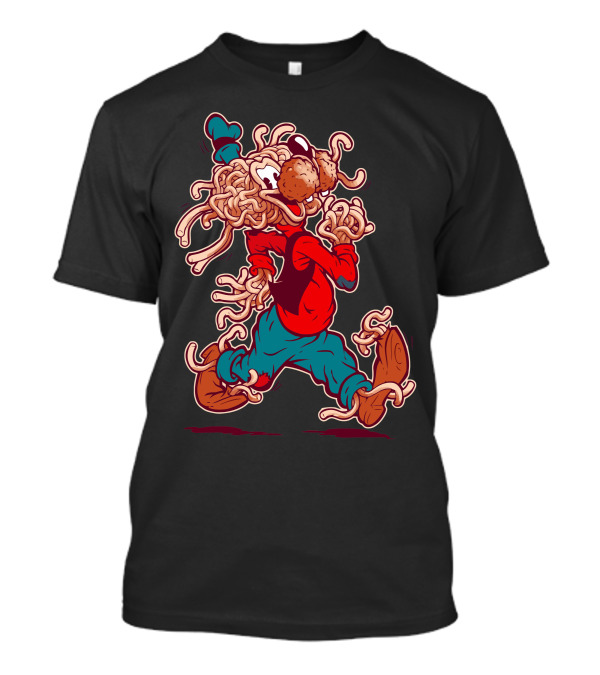 The Flying Spaghoofy Monster Comedy Character Noodle Head Cartoon T-Shirt