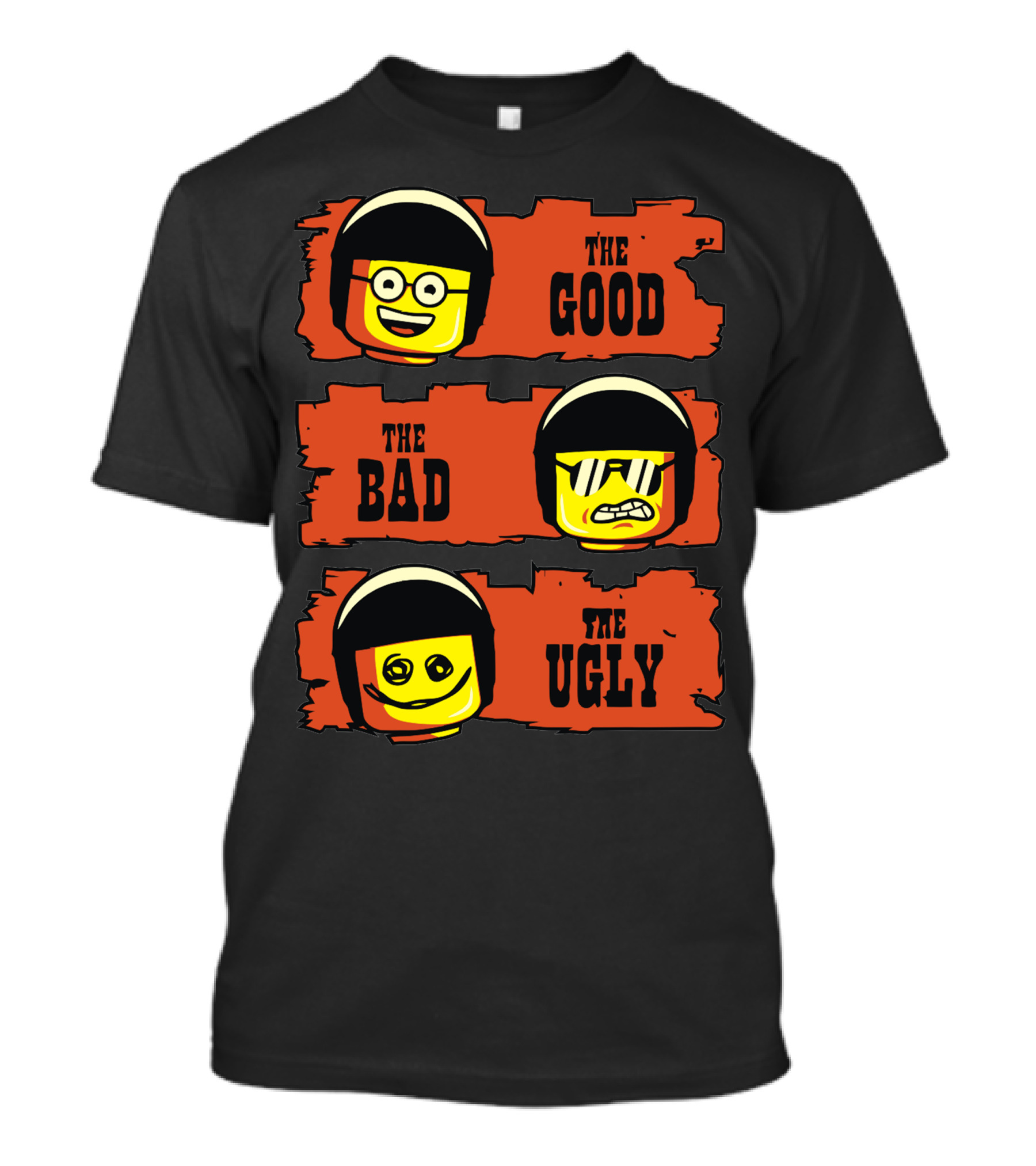 The Good The Bad The Ugly Lego Minifigure Faces T-Shirt