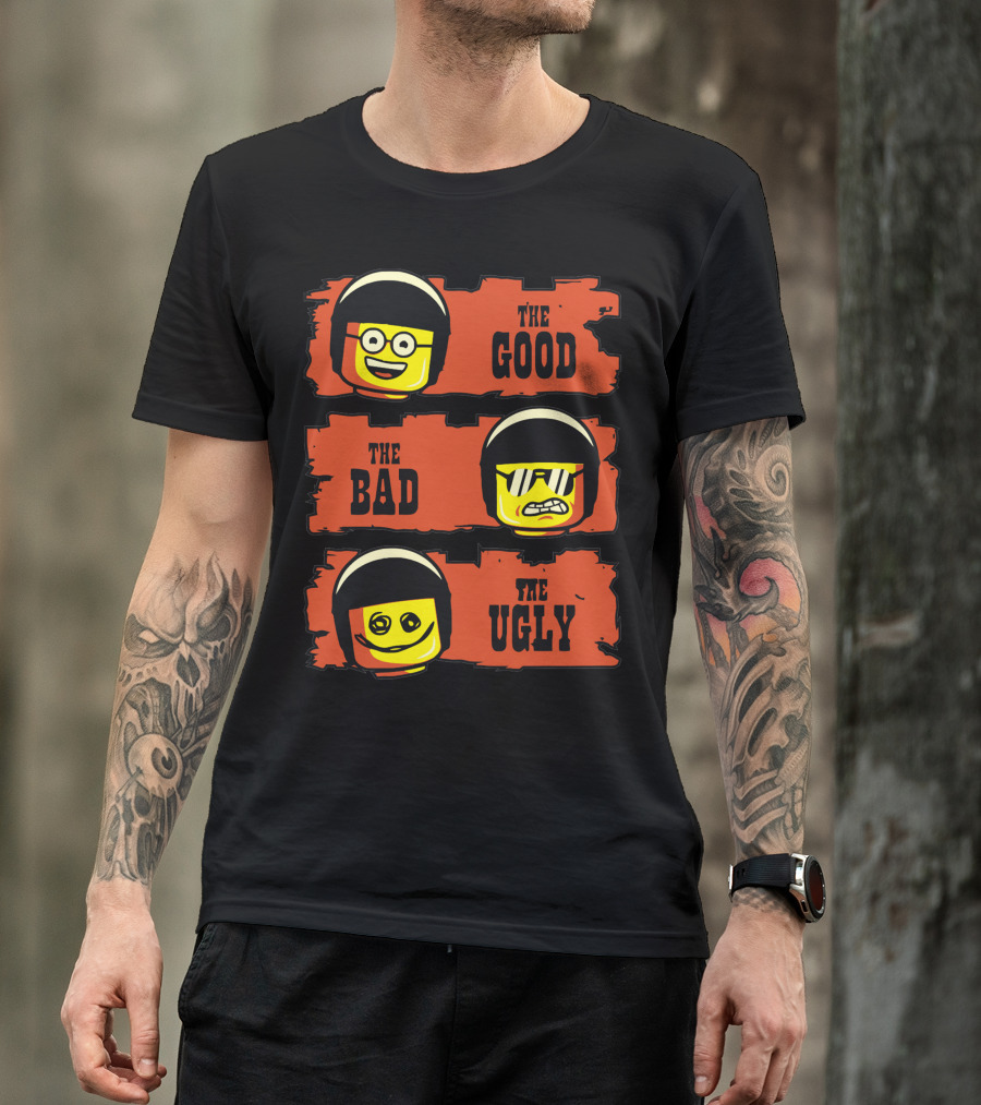 The Good The Bad The Ugly Lego Minifigure Faces T-Shirt