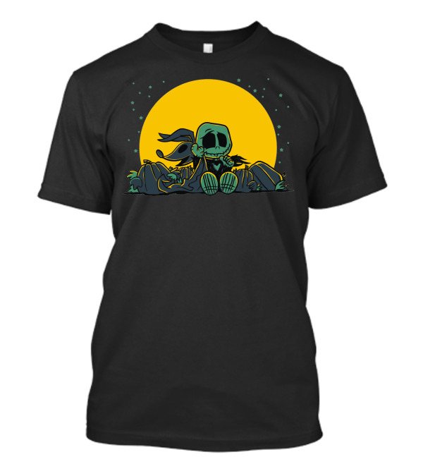 The Great Pumpkin King Halloween Skeleton Moon Night Scene T-Shirt