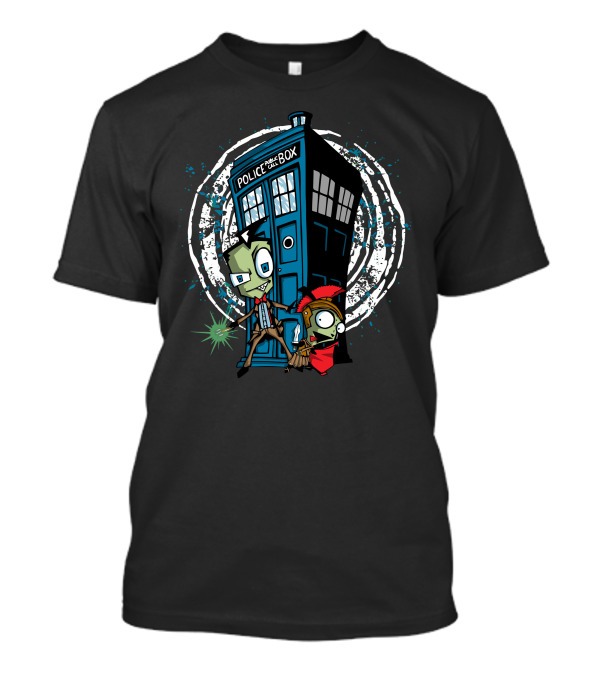 Invader Zim And GIR With The TARDIS From Doctor Who In Space Adventure T-Shirt