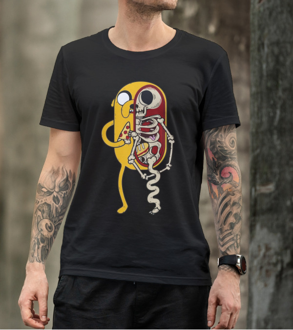 The Magic Dog Skeleton Pizza Adventure Cartoon T-Shirt