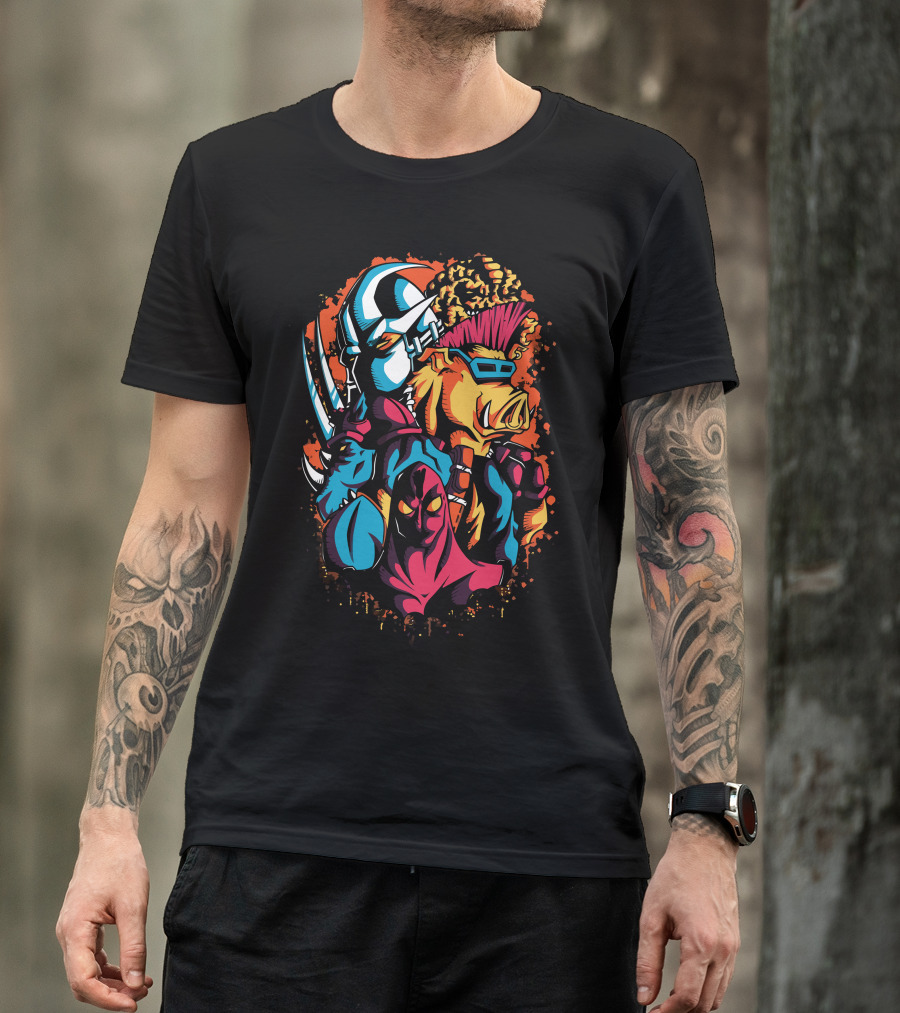The Mean Team Cartoon Villains Huddle T-Shirt