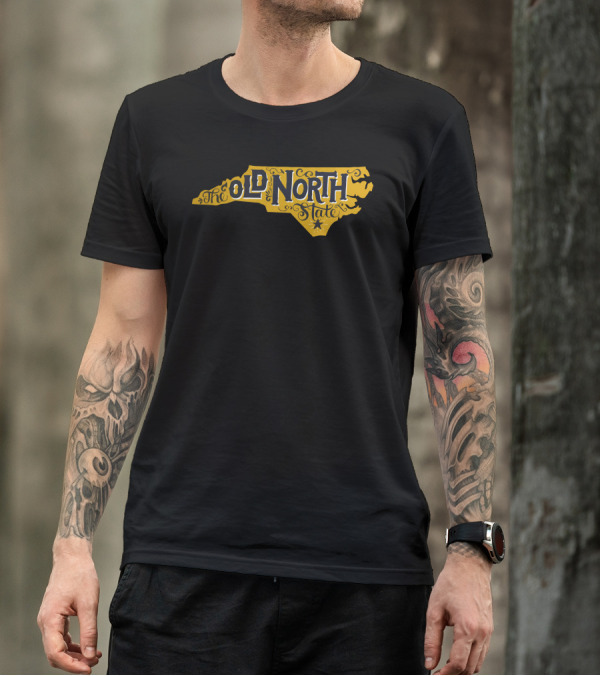 The Old North State Map With Star Inside North Carolina Shape T-Shirt