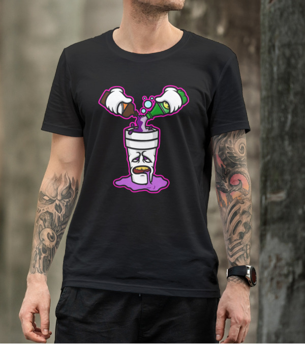 The Pour Up In Purple Cartoon Cup Hands Bottle Liquid T-Shirt