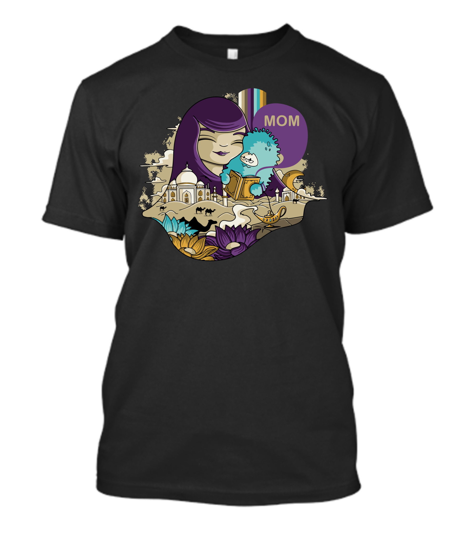 Mom Reader Taj Mahal Fantasy Scene T-Shirt