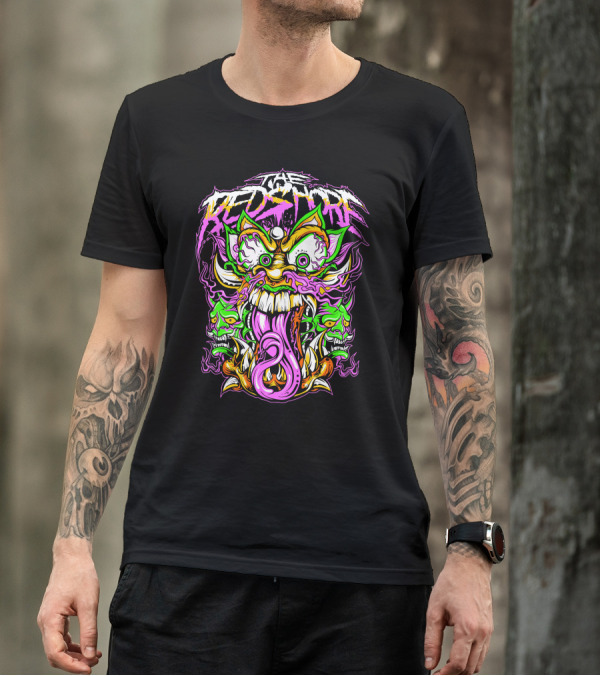 THE RED SHORE Psychedelic Monster Imagery With Multi-Eyed Faces And Tentacle Tongue T-Shirt