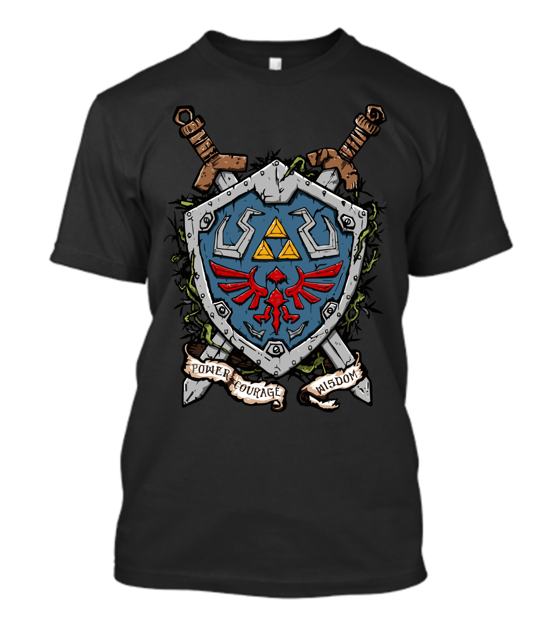 Hylian Shield Power Courage Wisdom Tri-Force Legend T-Shirt
