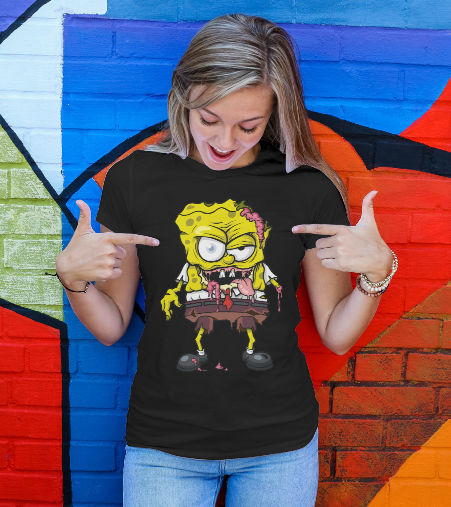 The Sponge Dead Zombie Parody Horror Crossover Character T-Shirt