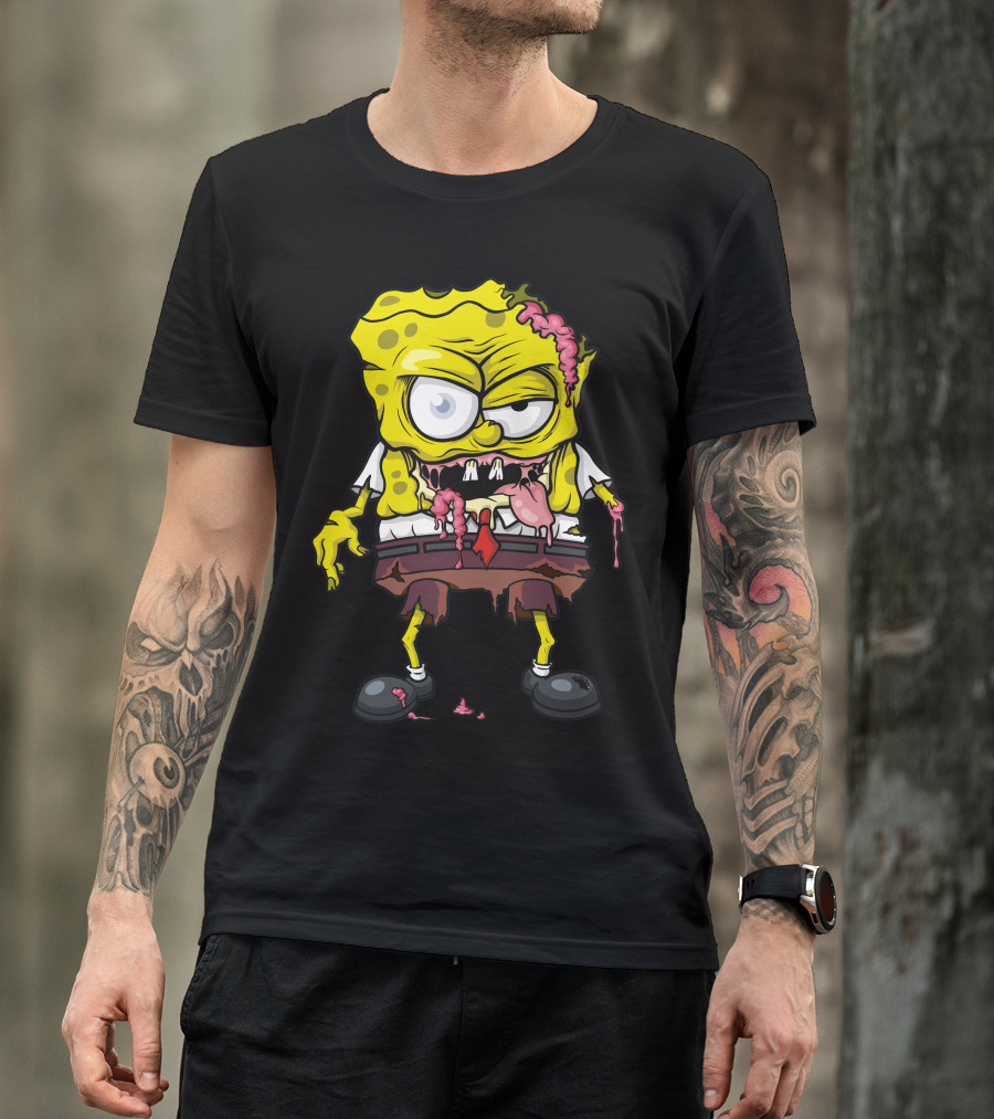 The Sponge Dead Zombie Parody Horror Crossover Character T-Shirt