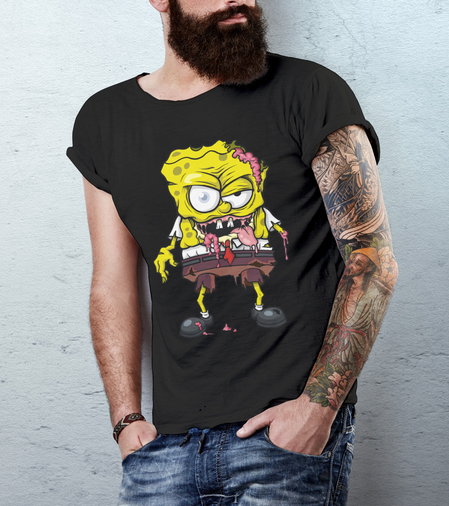 The Sponge Dead Zombie Parody Horror Crossover Character T-Shirt