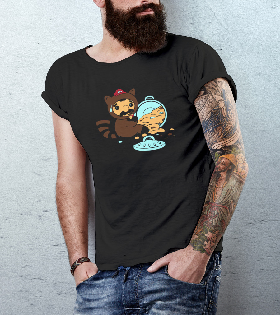 The Tanooki Truth Trash Can Surprise Raccoon In Cap Eating Cookies T-Shirt