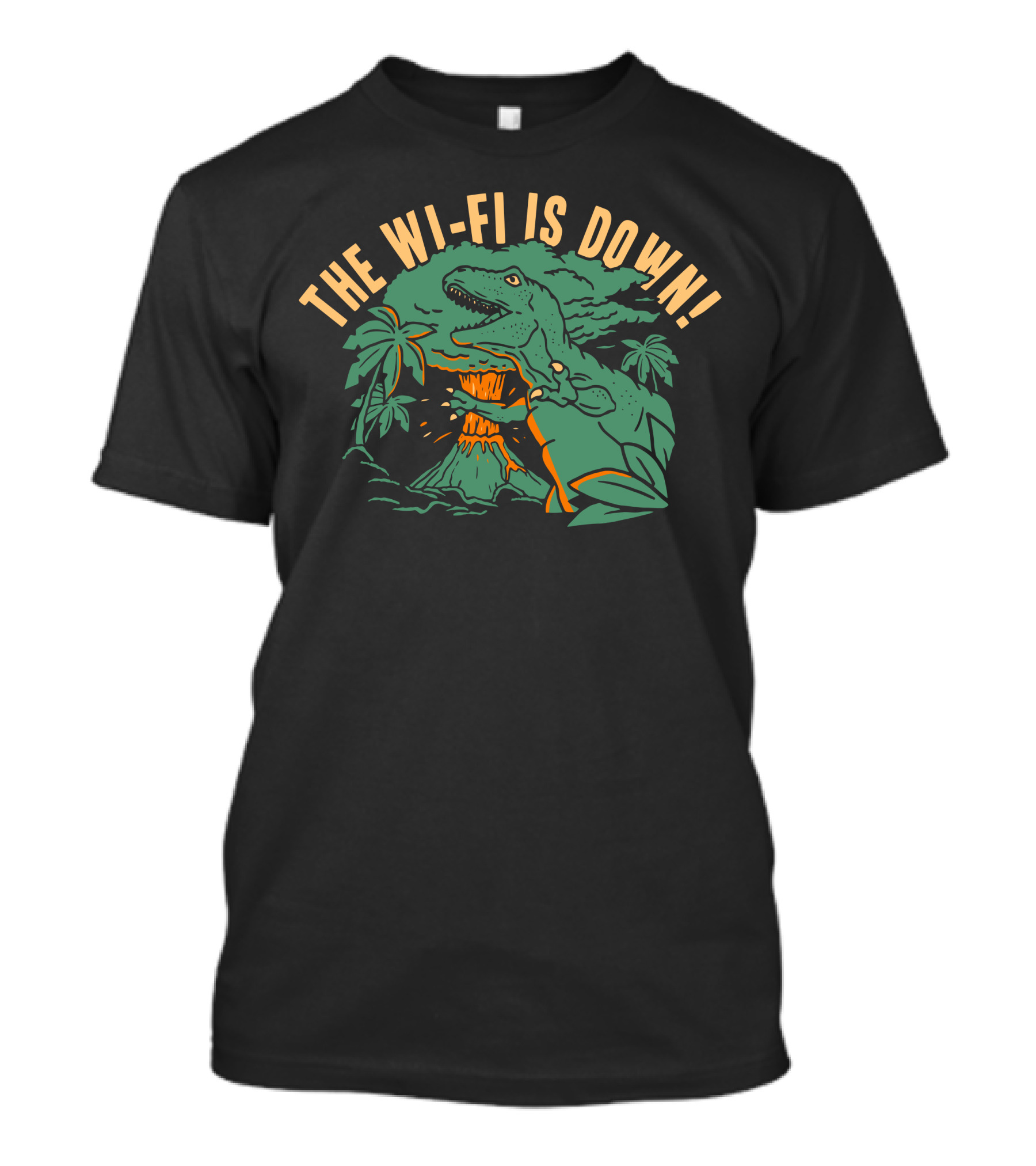 The Wi-Fi Is Down Dinosaur Volcano Eruption Scene T-Shirt